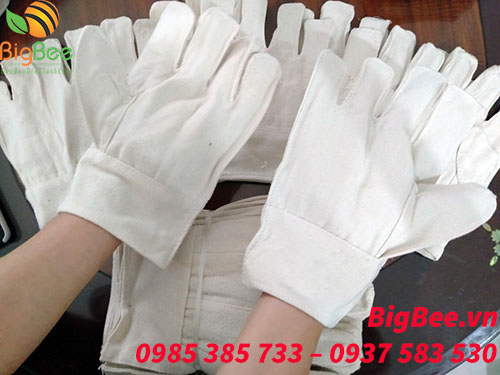Găng tay vải bạt màu trắng siêu dày