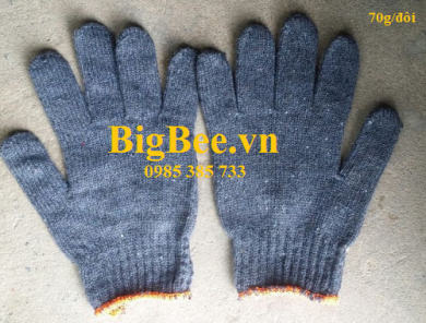 Găng tay len bảo hộ giá rẻ BigBee loại dày xám đen 70g